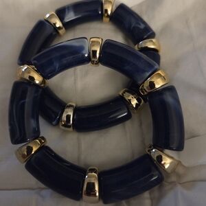 Elegant Gold and Blue Bracelet Set